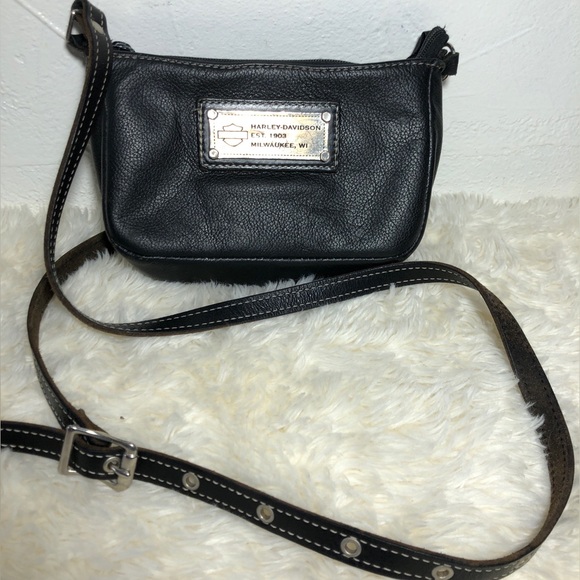 Harley-Davidson Black Leather Crossbody Bag